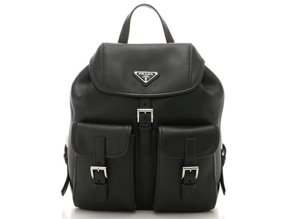 Prada Bag Backpack Calfskin Black